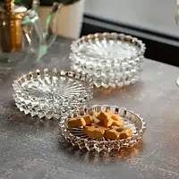 Набір із 6 скляних блюдець для подачі Lirmartur прозорі круглі тарілки по 12 см