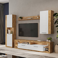 Стильна красива модульна стінка під телевізор 2,5 метра в сучасному стилі у вітальню зал ДСП Джерсі Сокме