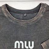 Футболка жіноча, оверсайз, варенка Жіноча виварена футболка оверсайз, темно-сіра, фото 5