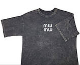 Футболка жіноча, оверсайз, варенка Жіноча виварена футболка оверсайз, темно-сіра, фото 3