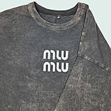 Футболка жіноча, оверсайз, варенка Жіноча виварена футболка оверсайз, темно-сіра, фото 4