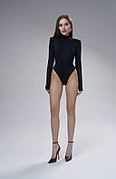 Жіночий Боді на блискавці колір чорний S-M
