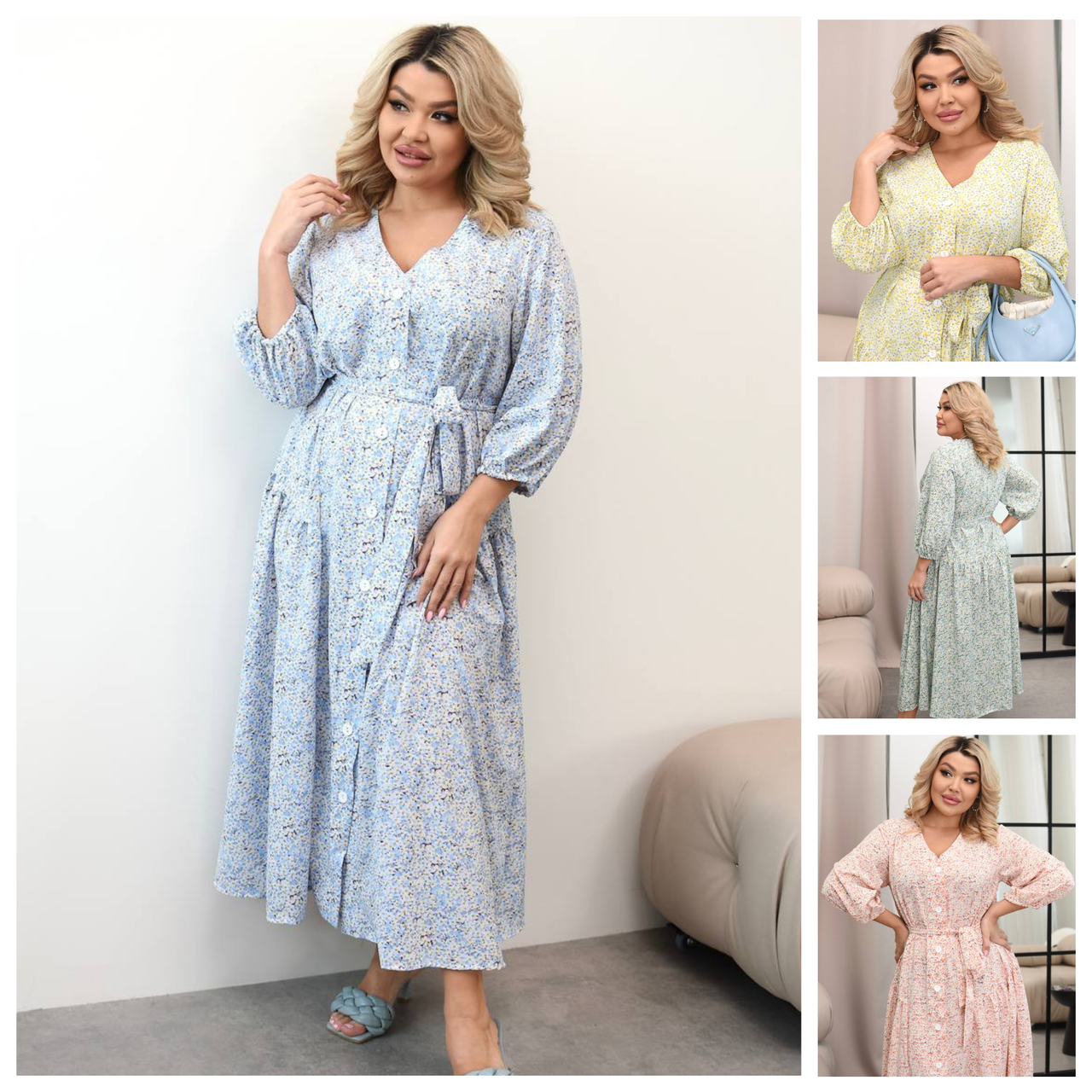 50-64 Вільне плаття на ґудзиках великого розміру, фото 1