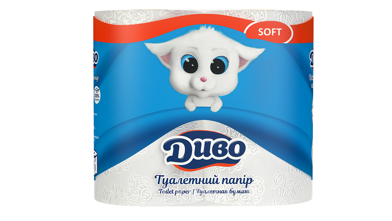 Папір туалетний целюлозний "Диво" Soft, 4 рул