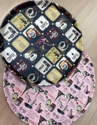 Піднос круглий "Французька кава" з прогумованим дном 40 см Helios аплікація 7394