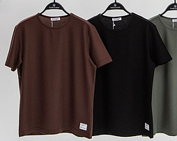 Чоловіча стильна літня футболка в чорному та коричневому кольорі