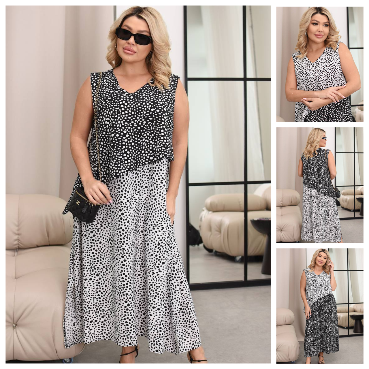 50-64 Вільне довге літнє плаття без рукавів, фото 1