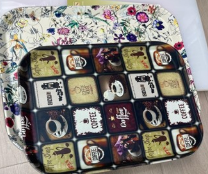 Піднос "Французька кава" з прогумованим дном 40х30 см Helios аплікація 7395, фото 1