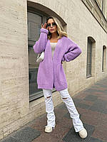 В'язаний однотонний жіночий кардиган oversize на запах "Аліса" Стильний базовий якісний жіночий кардиган