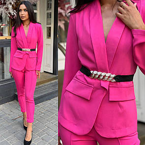 Ультрамодний жіночий літній брючний костюм. Стильний костюм піджак і штани "Аманда" розмір: 42-44,46-48