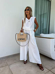 Ультрамодний жіночий літній костюм з брюками палаццо "Almira"-розмір:  42-46, 48-52