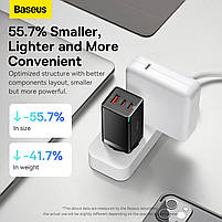 МЗП Baseus GaN5 Pro 65W (2 Type-С+USB ) + Кабель Type-C to Type-C 100W (1m), фото 9