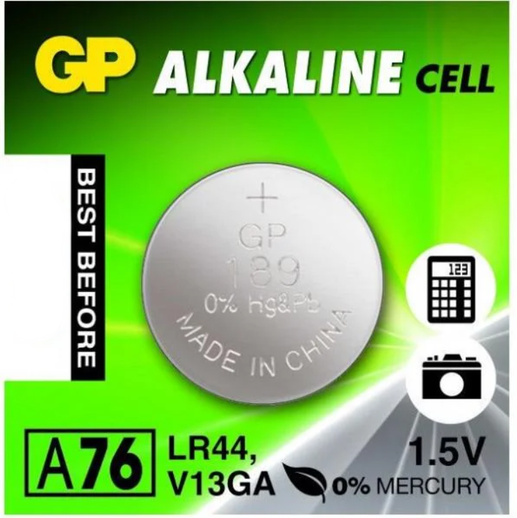 Батарейка GP A76-U10 Alkaline LR44 G13 годинникова пігулка, фото 1
