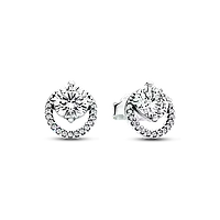 Срібні сережки Pandora «Блискуче коло з паве» 291248C01