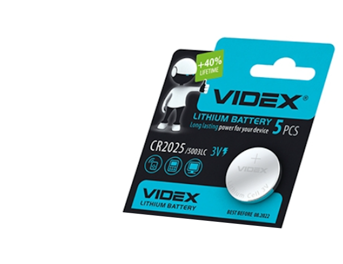 Батарейка Videx CR2025-U5 Lithium 3V дискова, фото 1
