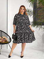 Модна стильна легка сукня квітковий принт, вільний крій та стильні рукава "Alice"- розмір з 42 до 60