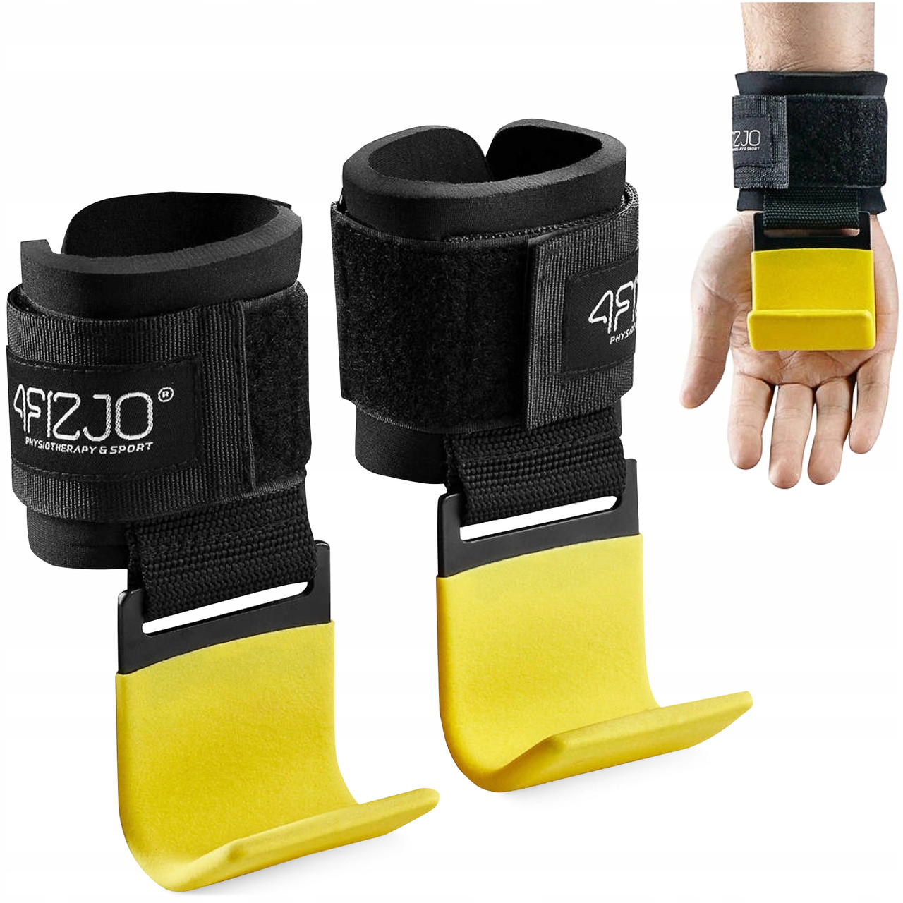 Гачки для перекладини та тяги 4FIZJO Hooks Black/Yellow (P-5907739311078)