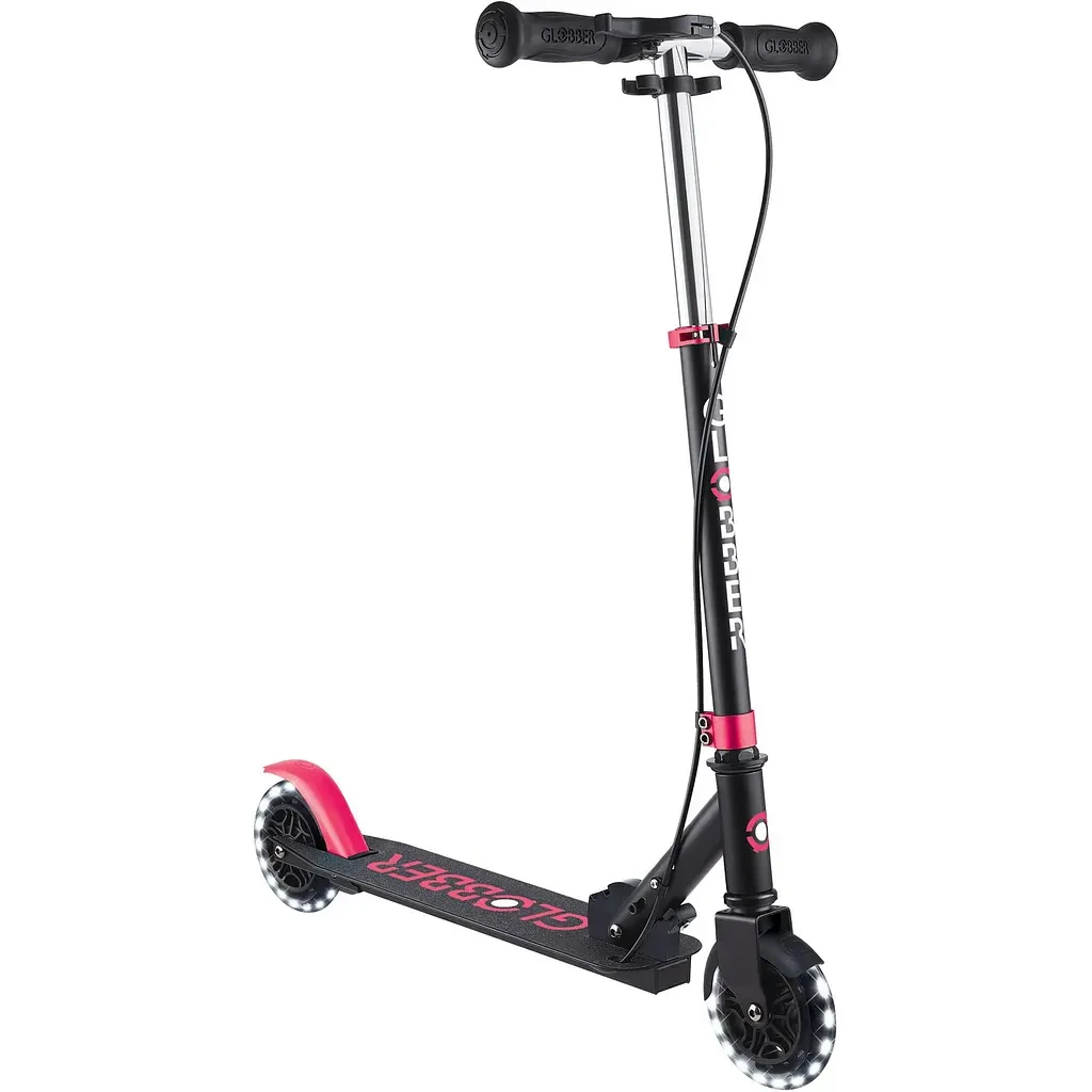 Самокат GLOBBER серії FLOW ELEMENT JUNIOR LIGHTS, чорно-рожевий, колеса з підсв. 50 кг 3+ (729-110)