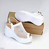 Ефектні білі босоніжки на платформі натуральна шкіра, фото 8
