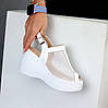 Ефектні білі босоніжки на платформі натуральна шкіра, фото 2