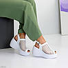 Ефектні білі босоніжки на платформі натуральна шкіра, фото 9