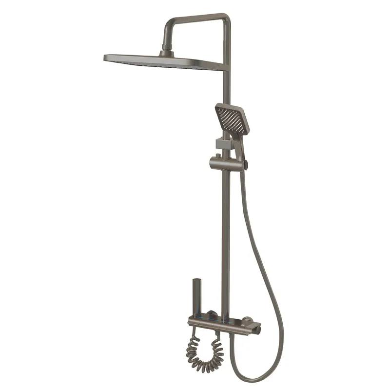 Душова колона зі змішувачем з кнопковим перемикачем з алюмінію Zerix PBI-009-J GRAPHITE, 4 режими (ZX5850), фото 1