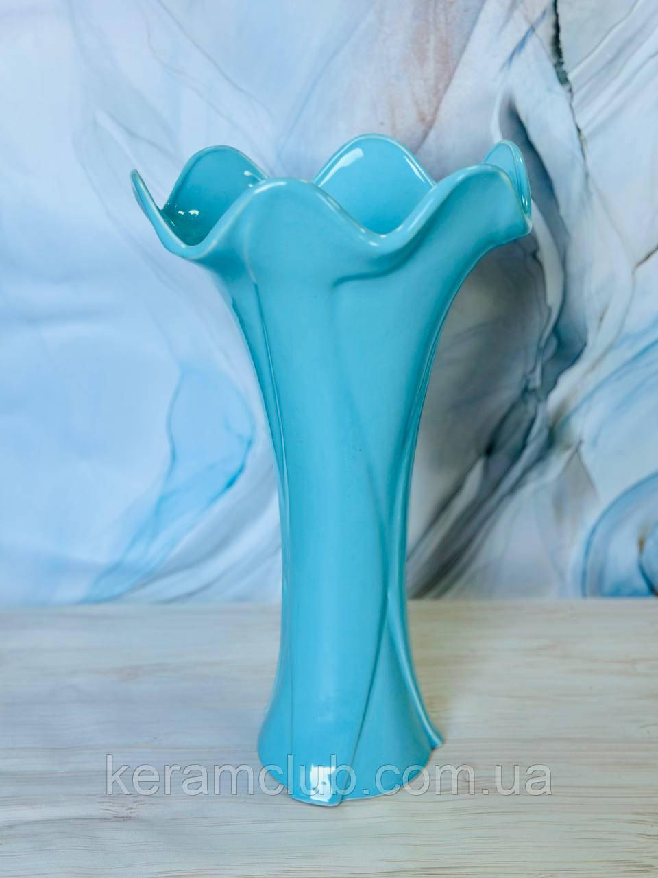 Ваза керамічна Грація 35 см блакитна
