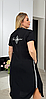 Сукня із жатки в спортивному стилі, на блискавці на горловині та з кишенями і лампасами, батал великі розміри, фото 4