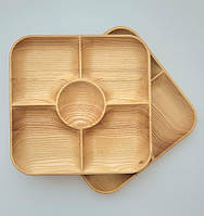 2 в 1: Дошка для подавання страв. Менажниця на 5 секцій (масив ясена) 300х20мм