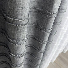 Штора льон букле полоска Графіт