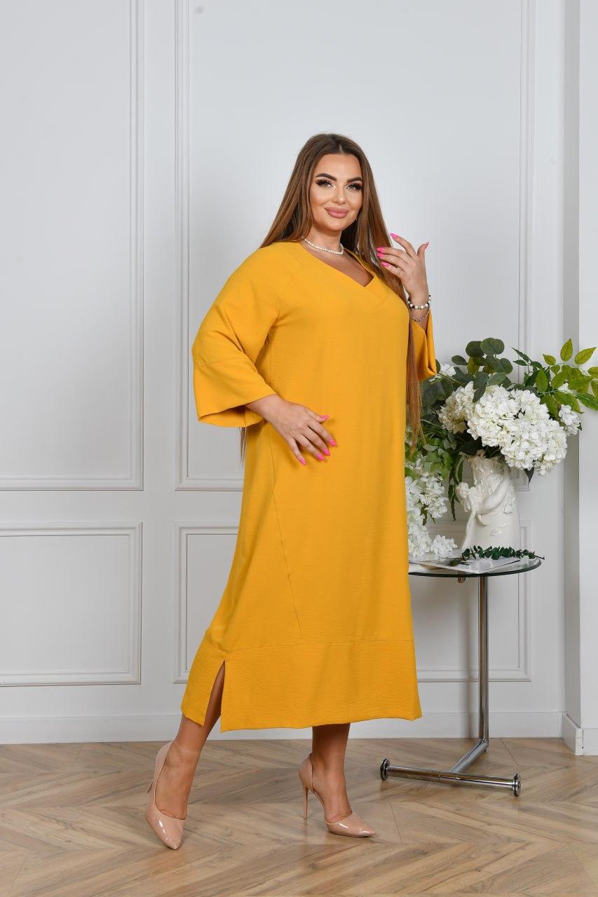 Довга літня сукня великого розміру з розрізами з боків