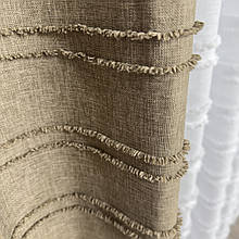 Штора льон букле полоска Коричневий