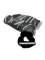 Велюрова резинка чорна з перлинами