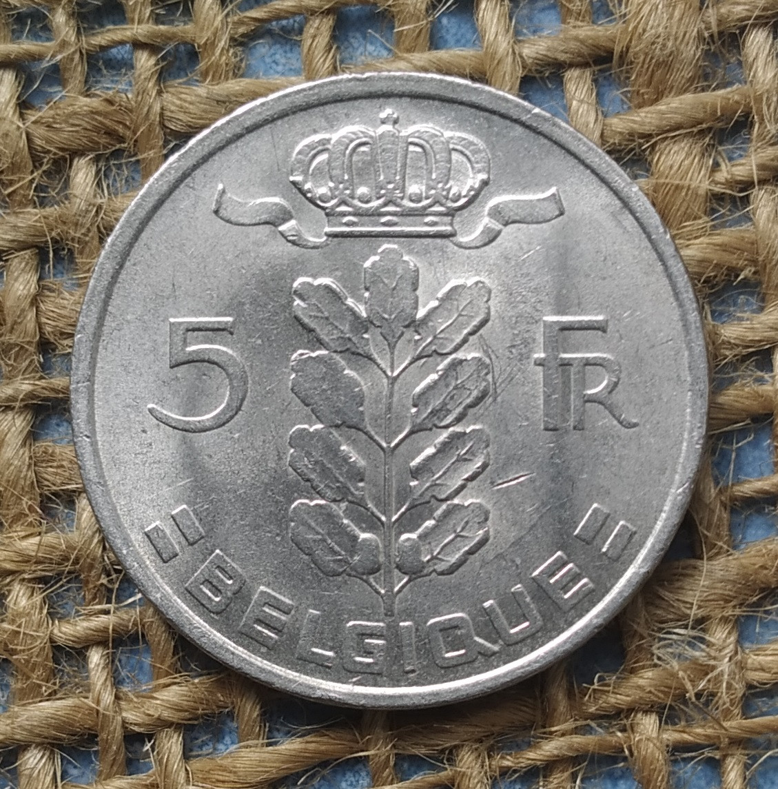 5 франкiв 1975 року. Бельгiя