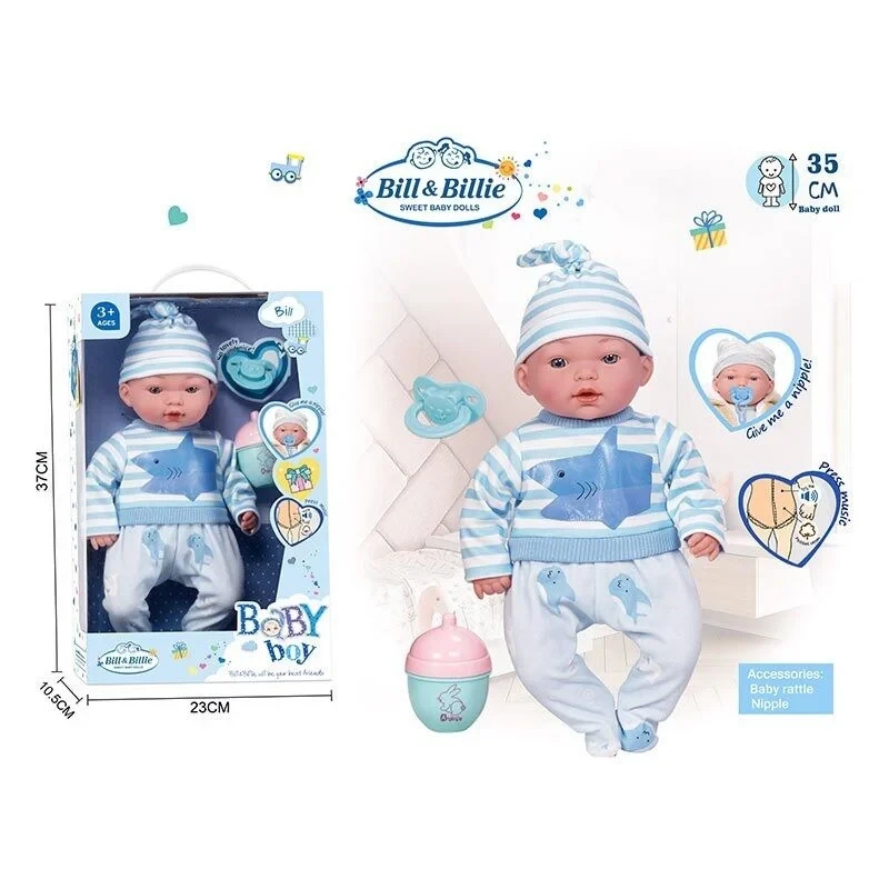 Пупс м'якотілий 2370 висота 35 см, музичний чип, аксесуари, одяг, фото 1