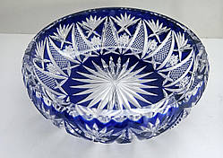 Антикварна кришталева цукерниця, фруктовиця з кольорового кришталю