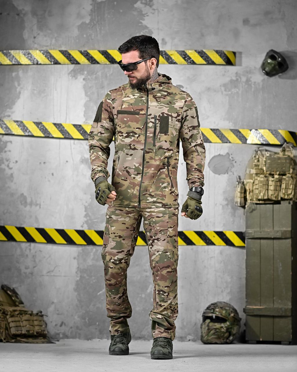 Літній тактичний костюм еластичний 3 в 1 Мультикам/Multicam куртка штани та футболка - фото 1 - id-p2596448423