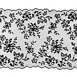 Ажурне мереживо вишивка на сітці: чорна нитка на чорній сітці, ширина 21 см, фото 3