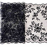 Ажурне мереживо вишивка на сітці: чорна нитка на чорній сітці, ширина 21 см, фото 6