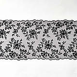 Ажурне мереживо вишивка на сітці: чорна нитка на чорній сітці, ширина 21 см, фото 5