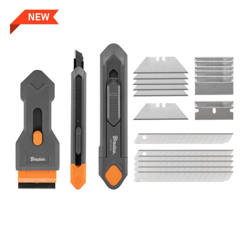 Набір ножів зі скребком та змінними лезами, 3 шт., DIY-KN191809/SET2B, фото 1