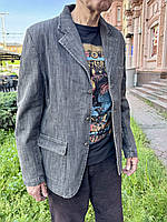 Піджак джинсовий чоловічий класичний на ґудзиках чорний, куртка джинсова чорна подовжена.