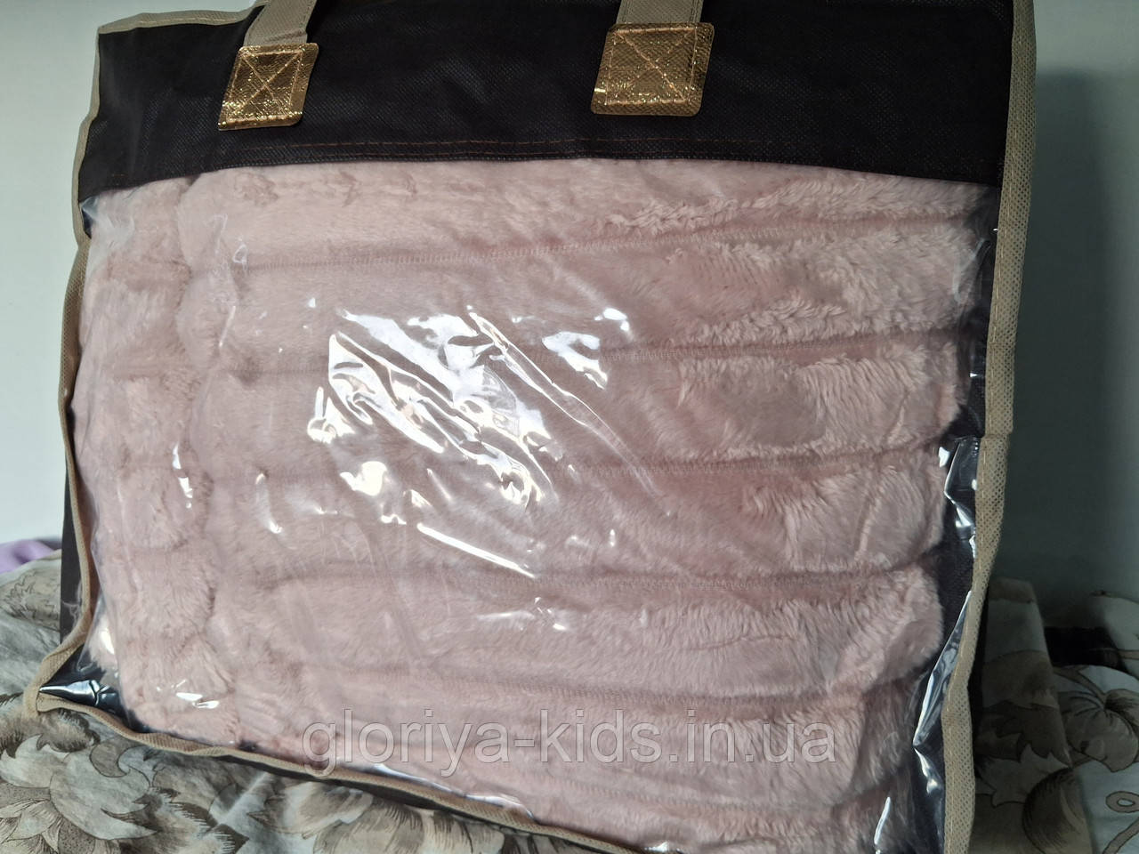 Плед Шарпей 180х200 (велюр) рожевий шовк в сумці