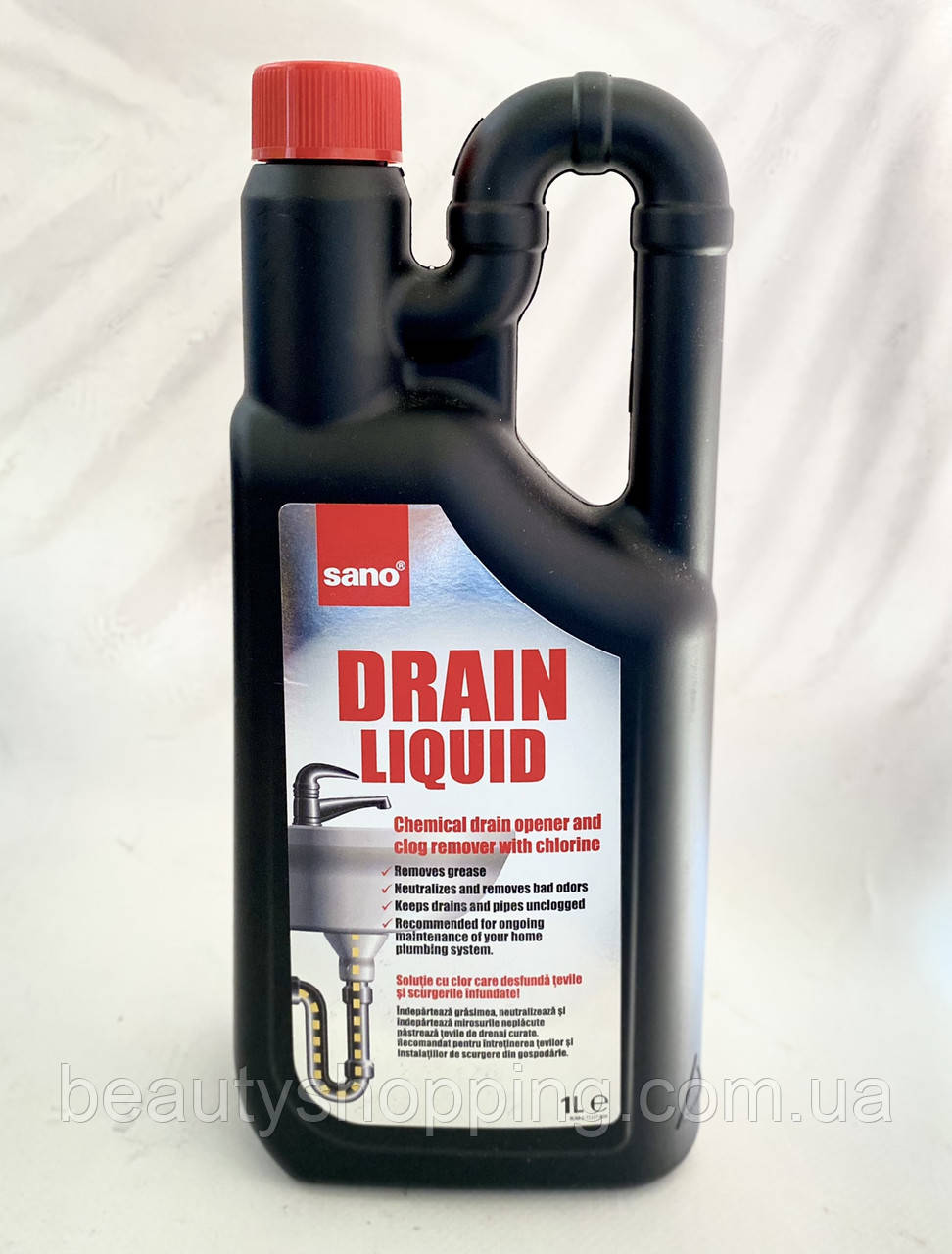 Засіб для прочищення каналізаційних труб та водостоків Drain Liquid opener Sano 1 літр Ізраїль