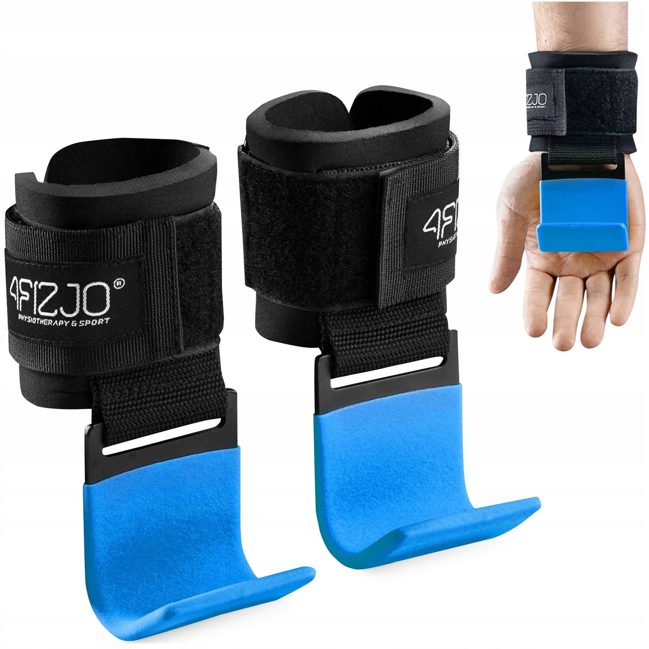 Гачки для перекладини та тяги 4FIZJO Hooks Black/Blue (P-5907739314772)