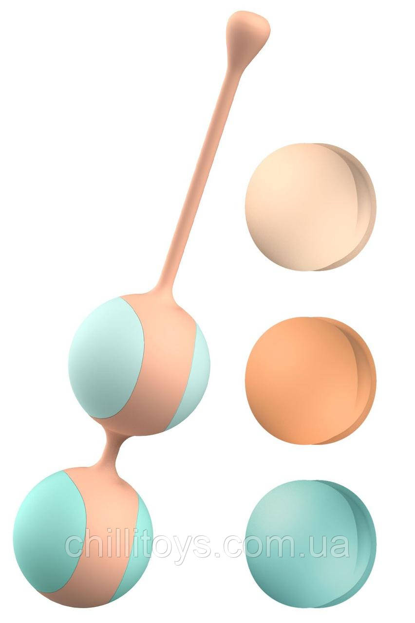 Вагінальні кульки Liebe Kewos — Peach/Mint, 5 кульок у комплекті, 15, 25, 35, 45 та 55 г