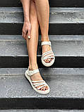 Босоніжки жіночі шкіряні молочного кольору, фото 3