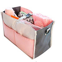 Сумка органайзер для коляски з кріпленням на ручку, 30*20*15 см. Світло-рожева