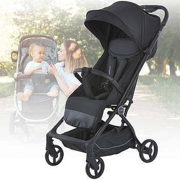 Прогулянковий дитячий візок із захисним бампером та багажним кошиком El Camino ME 1118 Black Чорний