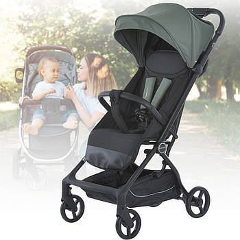 Прогулянковий дитячий візок із захисним бампером та багажним кошиком El Camino MUSE ME 1118 Khaki Green Хакі